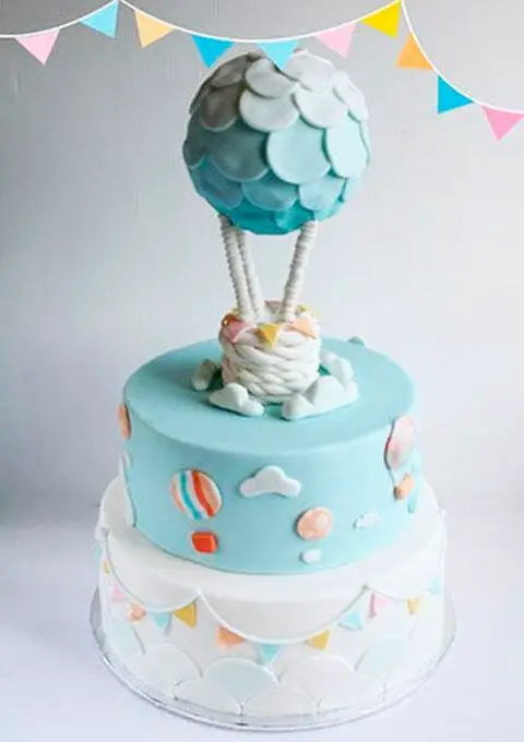 Blue Hot Air Balloon Cake